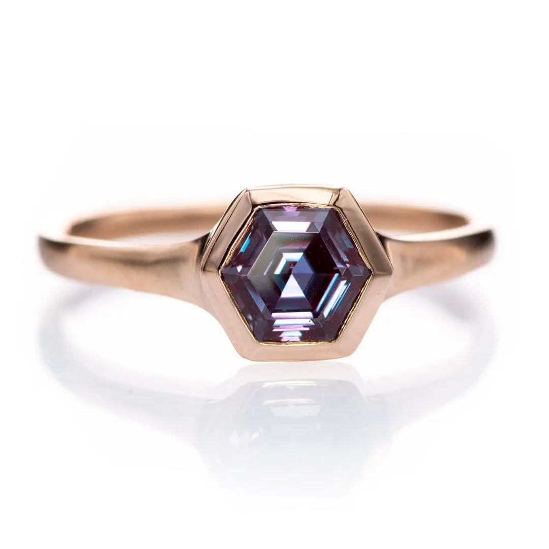 Hexagon Cut Lab Created Alexandrite Gemstone