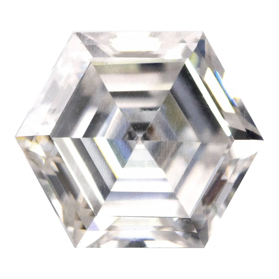 Hexagon Step Cut White Moissanite Gemstone