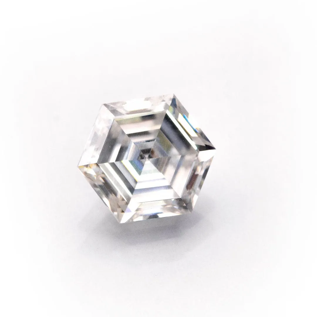 Hexagon Step Cut White Moissanite Gemstone