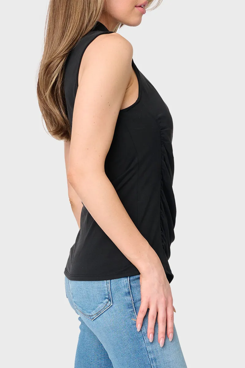 High Neck Side Cinch Wrap Top