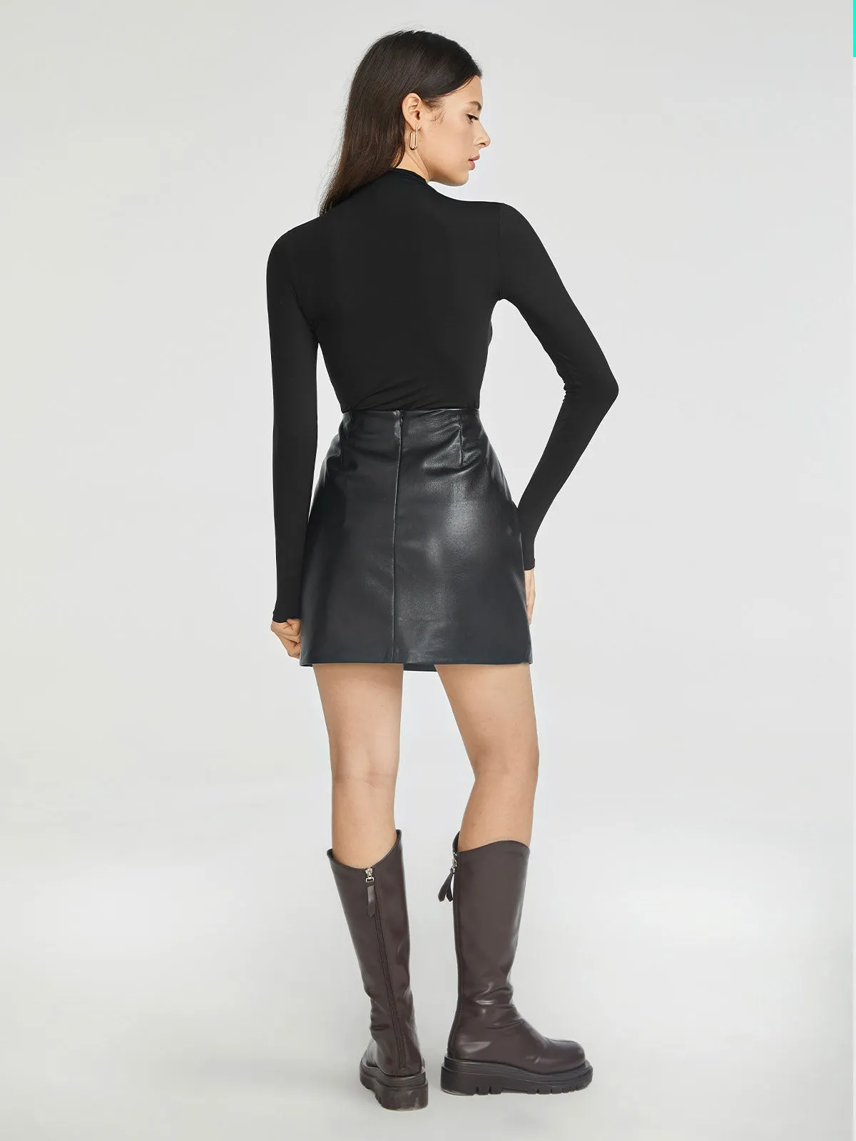 High-waisted Vegan Leather Mini Skirt