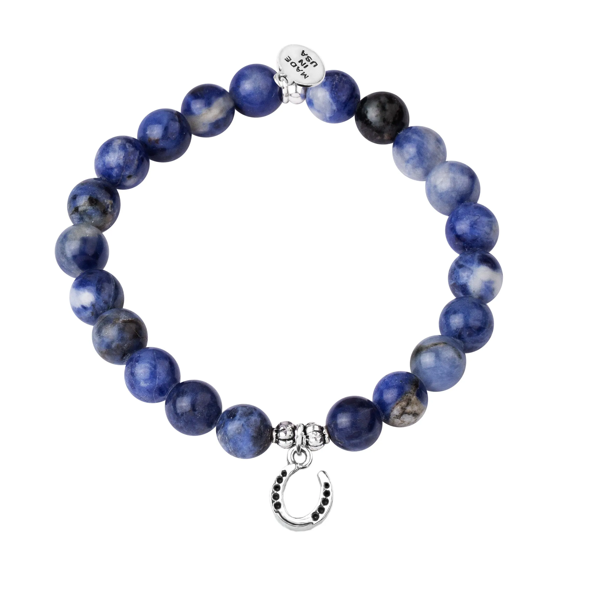 Horseshoe | Stone Beaded Charm Bracelet | Sodalite