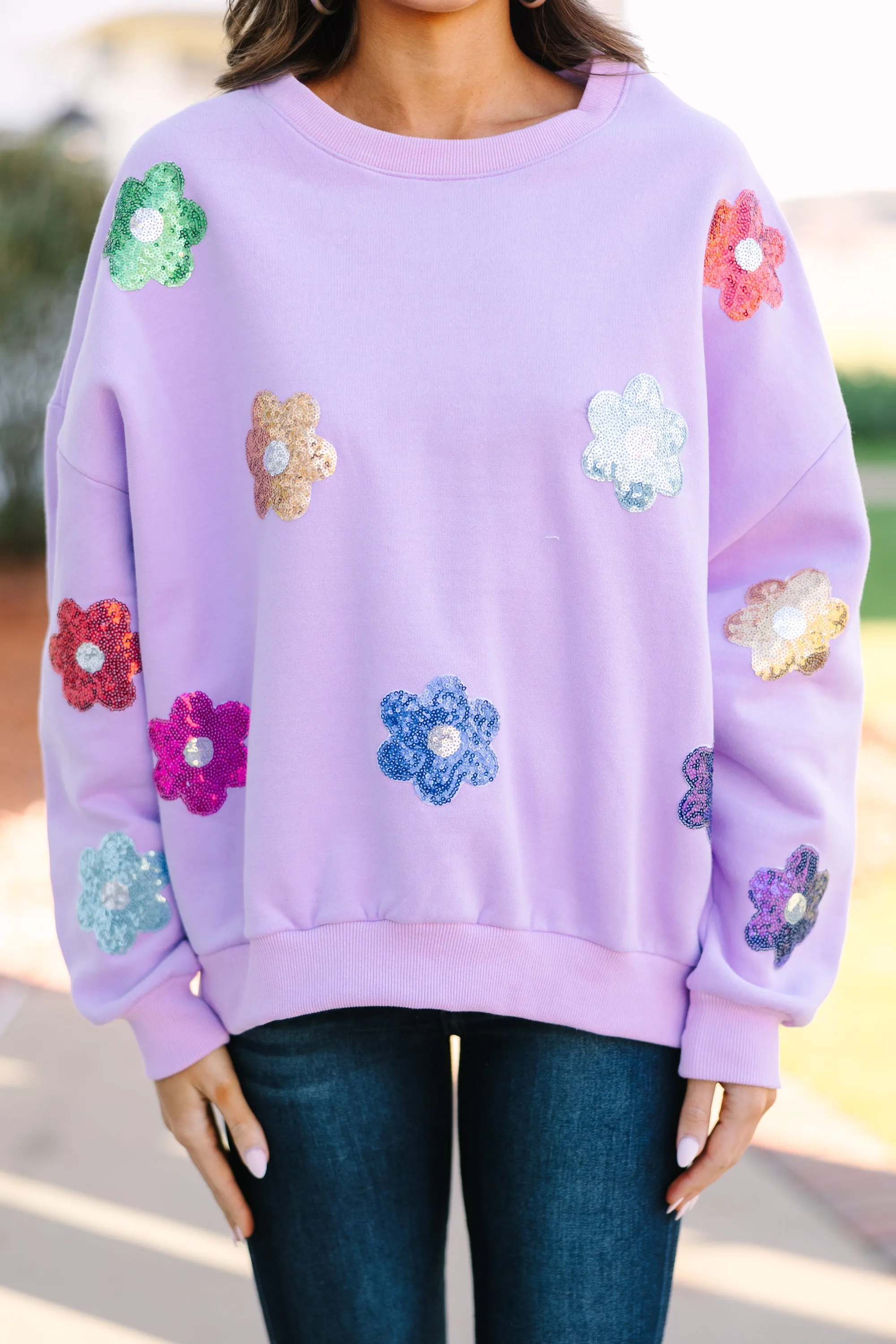 Just My Type Lavender Purple Floral Sweatshirt