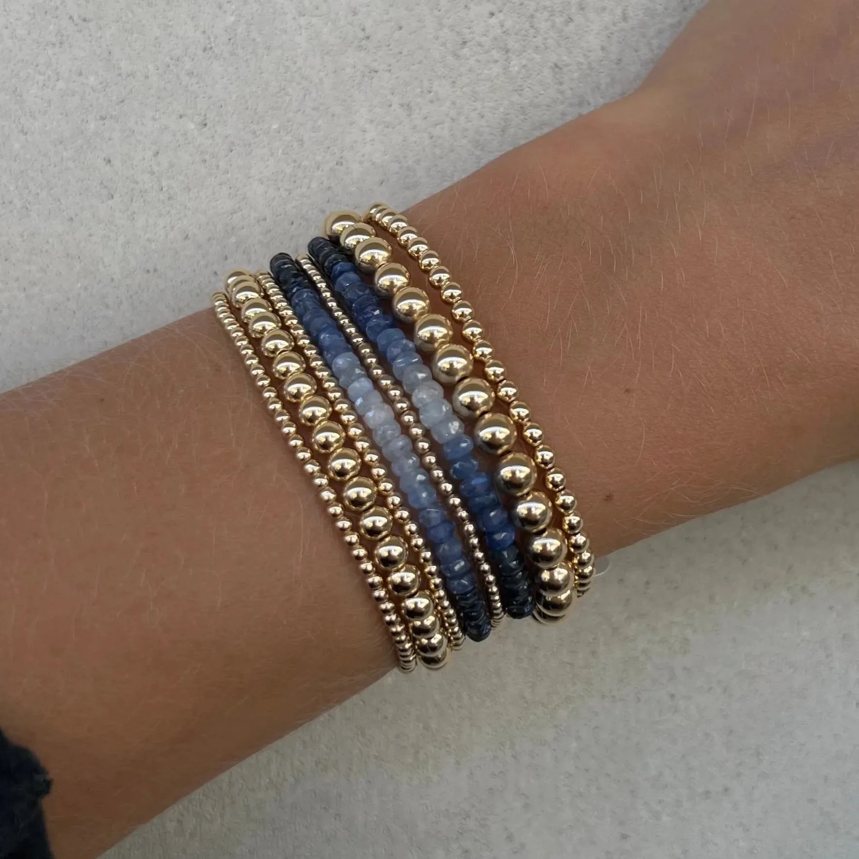 Karen Lazar  - 2mm Yellow Gold Filled Bracelet with Blue Sapphire Ombré