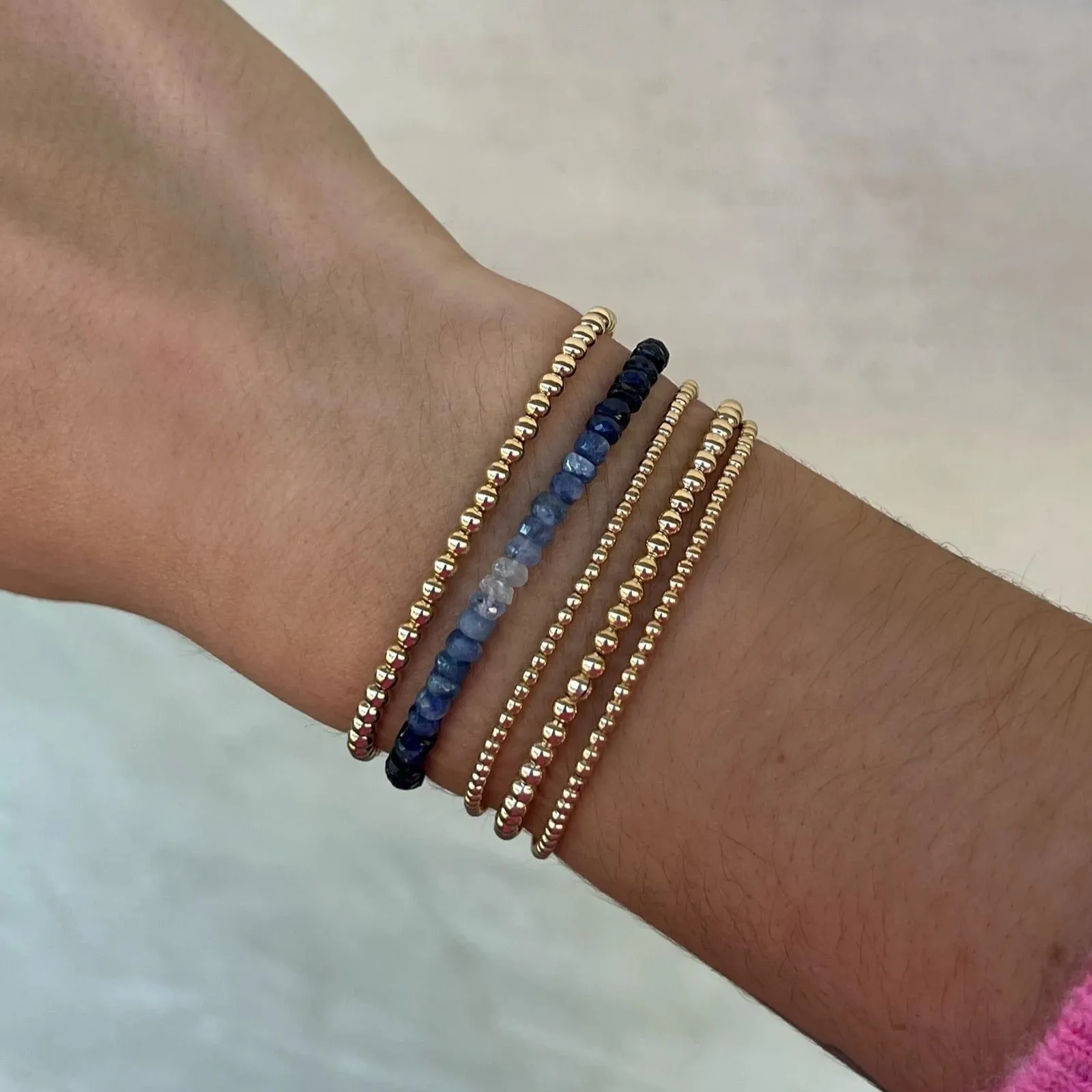 Karen Lazar  - 2mm Yellow Gold Filled Bracelet with Blue Sapphire Ombré