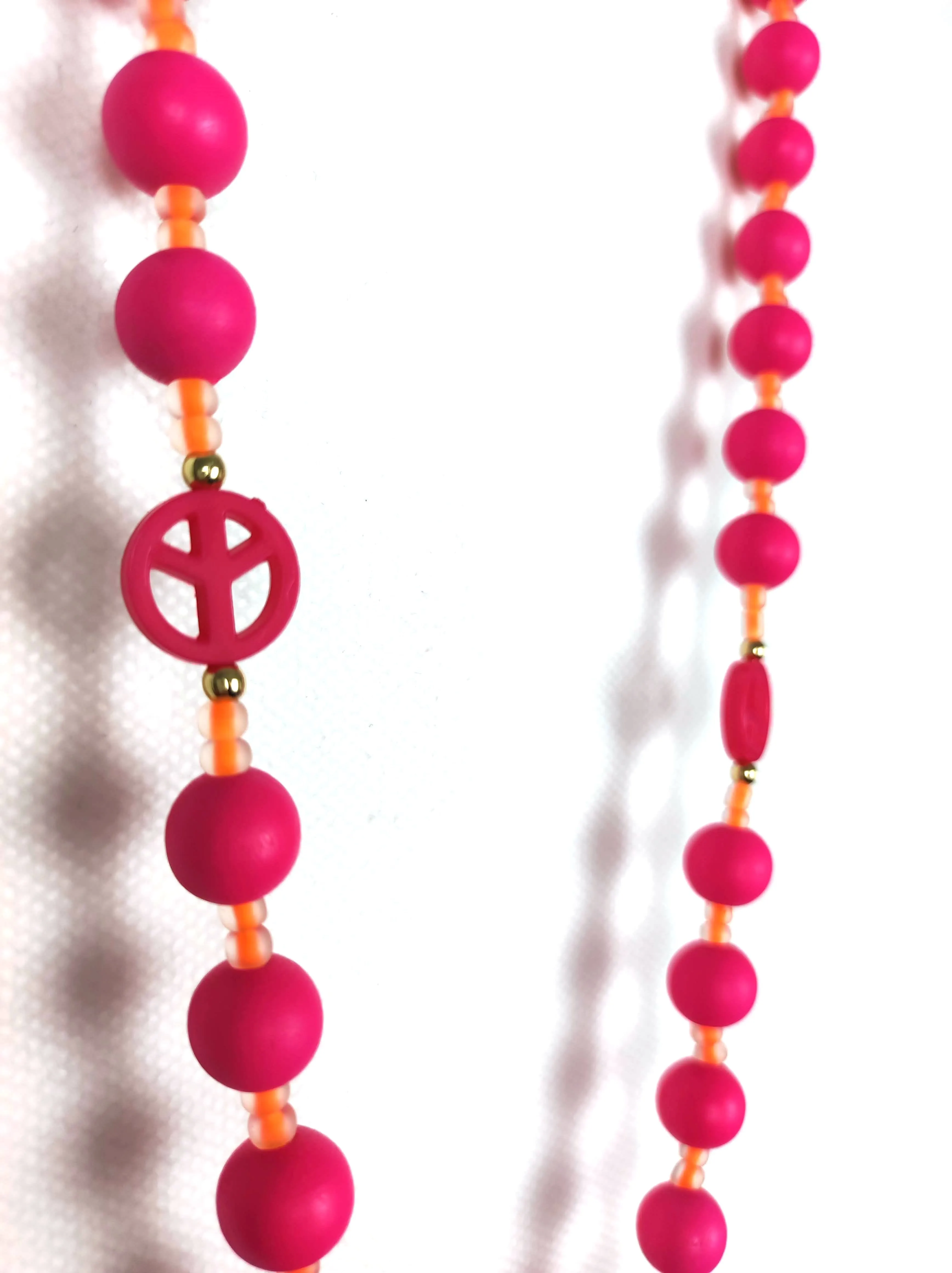 KETTE HOLZPERLEN PINK ORANGE TASSLE & PEACE