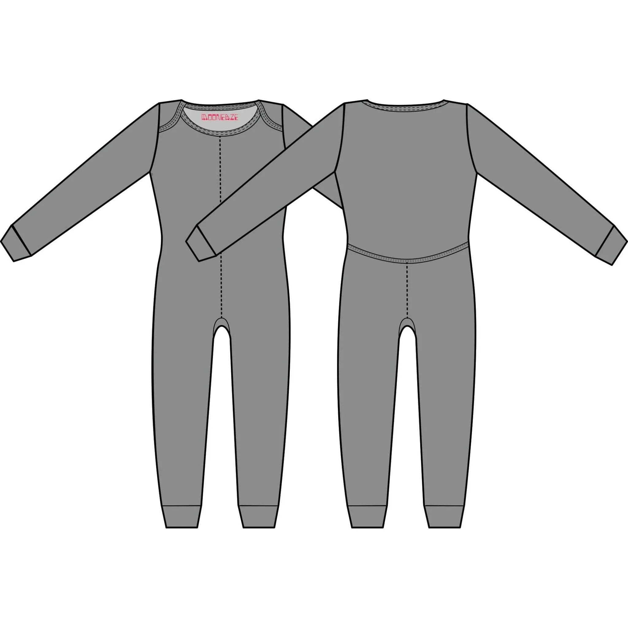 Light Gray Brushed Cotton Modal Long Sleeve Women's Union Suit | MoonEaze™