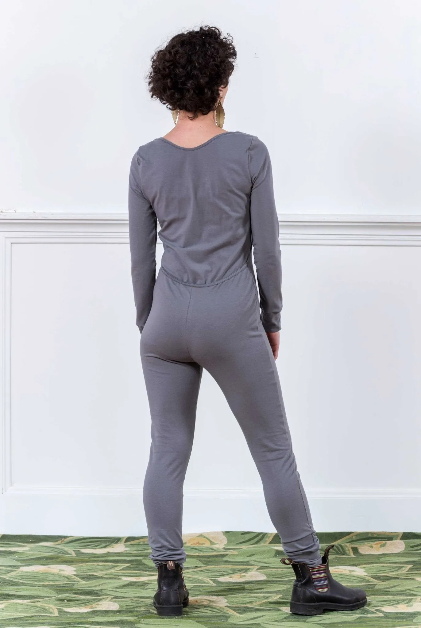 Light Gray Brushed Cotton Modal Long Sleeve Women's Union Suit | MoonEaze™