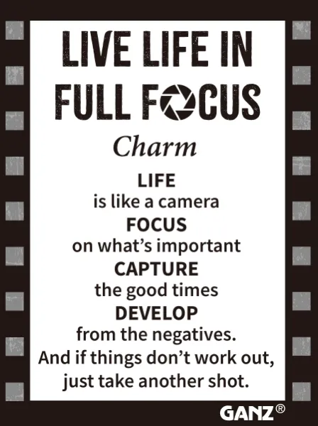 Live Life in Full Focus Camera Charm Pocket Token