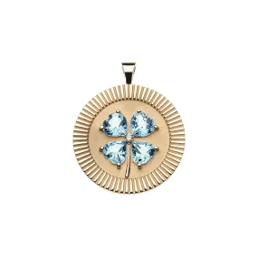 LUCKY 14k Blue Topaz Coin Pendant