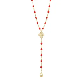 Lucky Classic Gigi Poppy diamond rosary, Yellow Gold, 17.7"