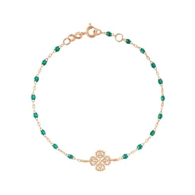 Lucky Clover Classic Gigi Emerald diamond Bracelet, Rose Gold, 6.7"