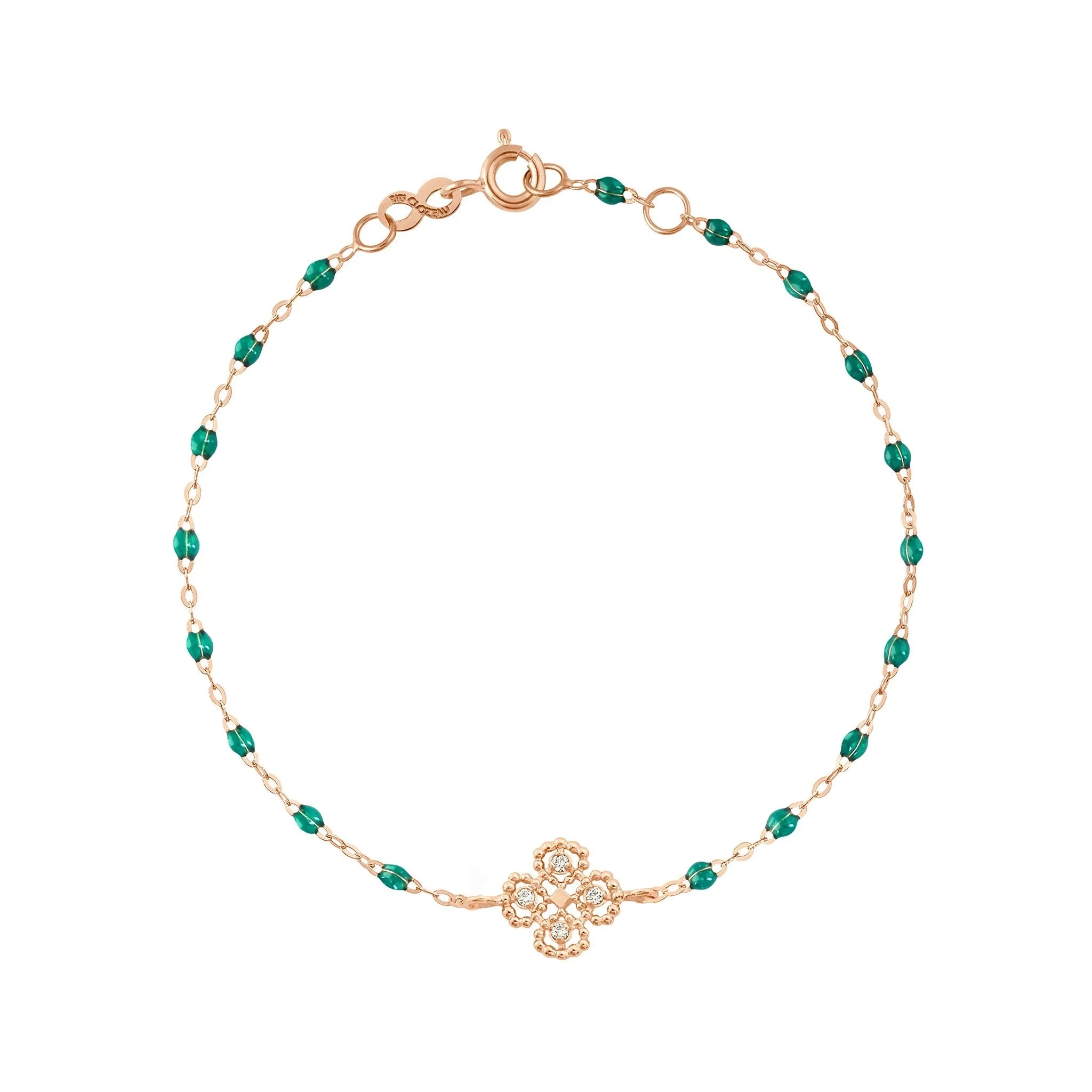 Lucky Clover Classic Gigi Emerald diamond Bracelet, Rose Gold, 6.7"