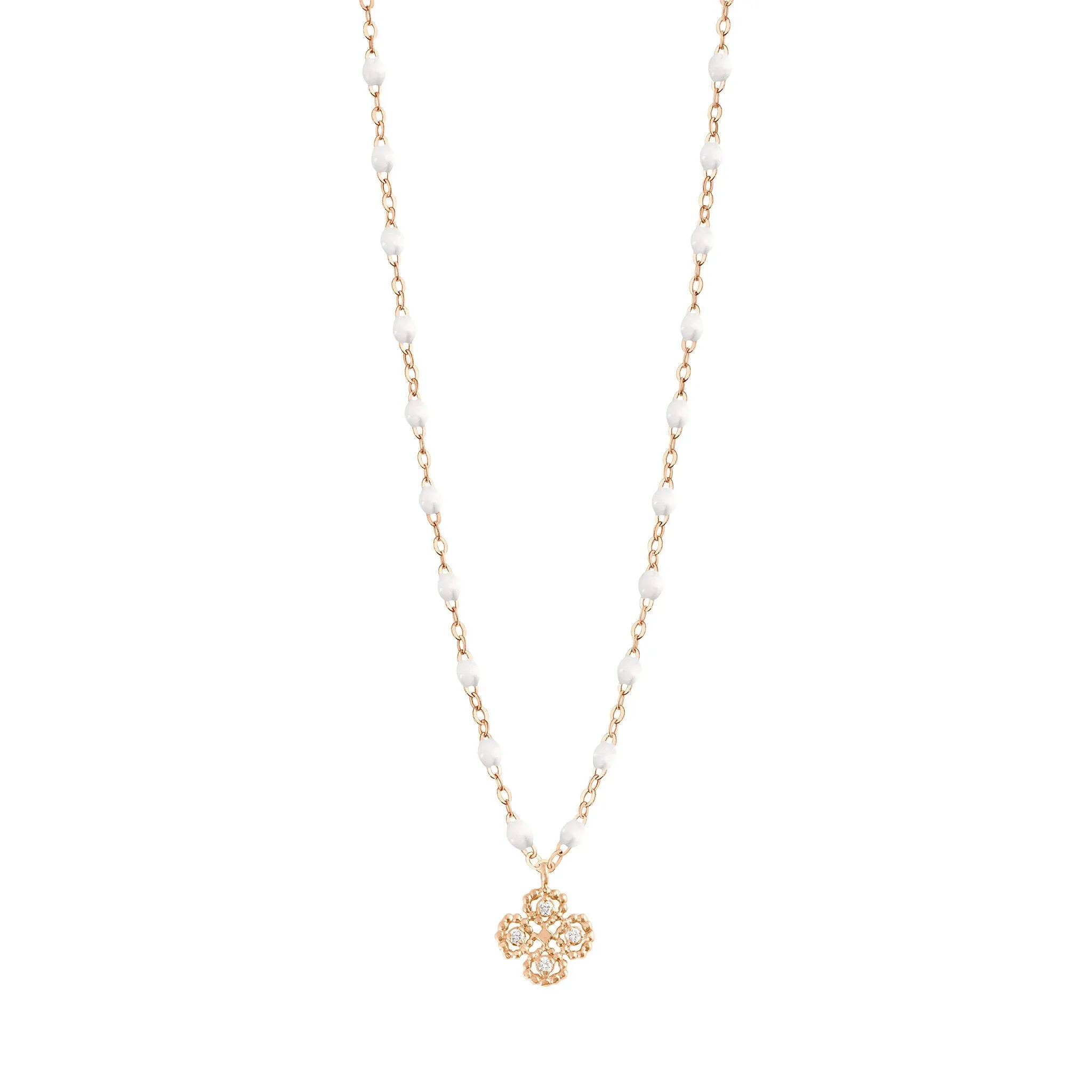 Lucky Clover Classic Gigi White diamond necklace, Rose Gold, 16.5"