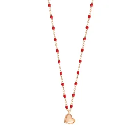 Lucky Heart Mini Gigi Poppy necklace, Rose Gold, 15.7"