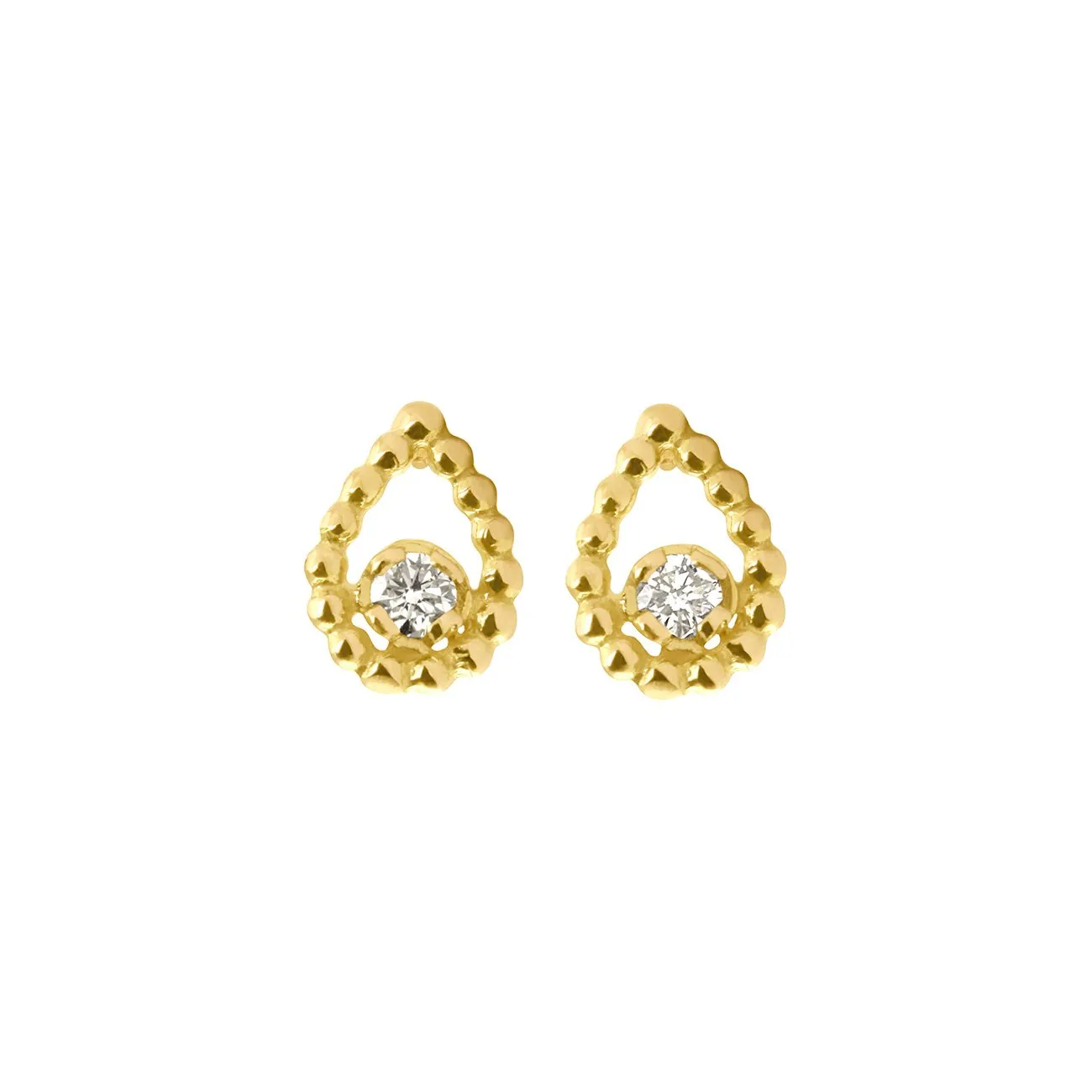 Lucky Lotus diamond earrings, Yellow Gold