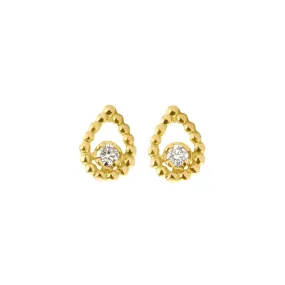 Lucky Lotus diamond earrings, Yellow Gold