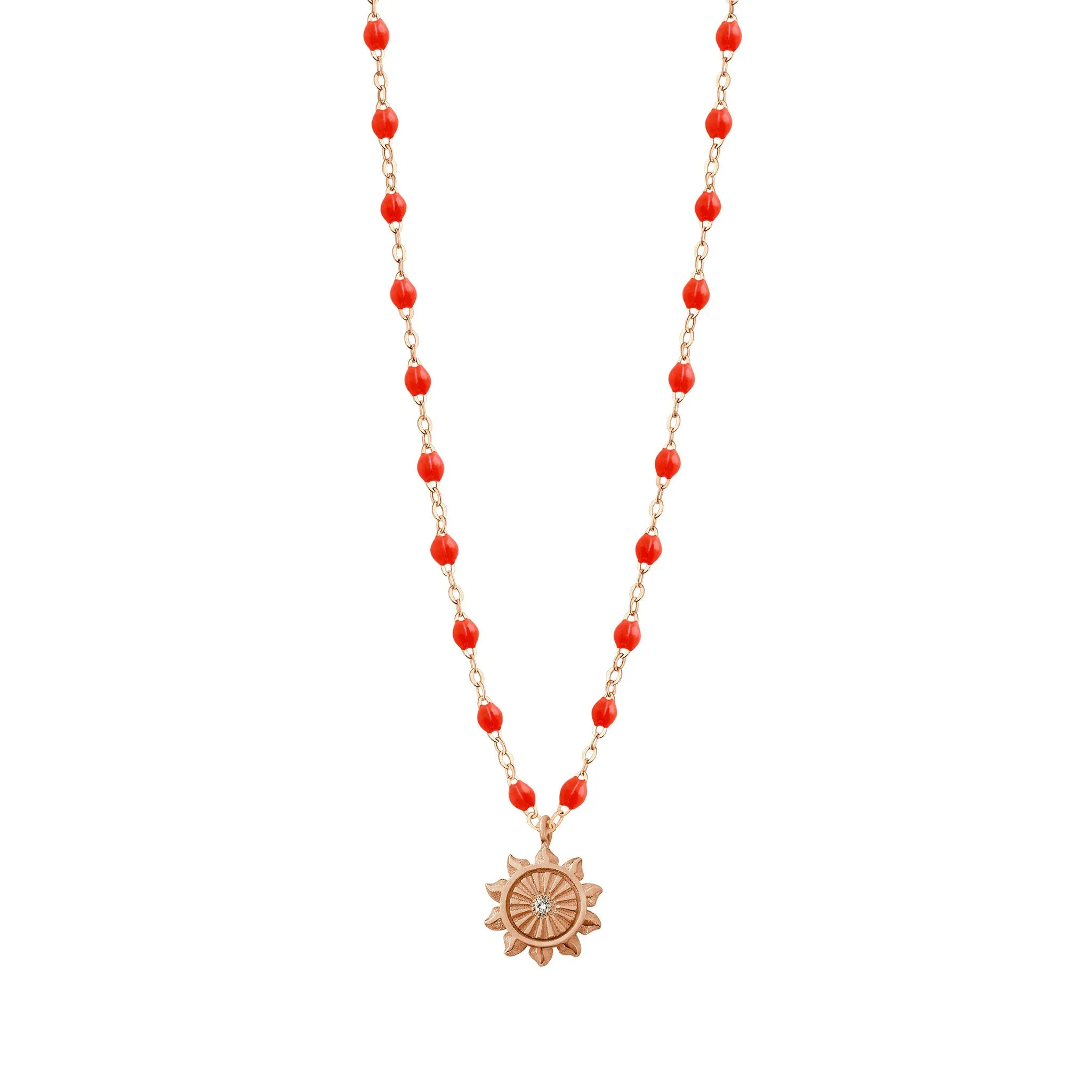 Lucky Sun Coral Diamond Necklace, Rose Gold, 16.5"