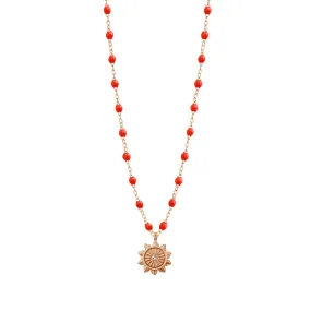 Lucky Sun Coral Diamond Necklace, Rose Gold, 16.5"