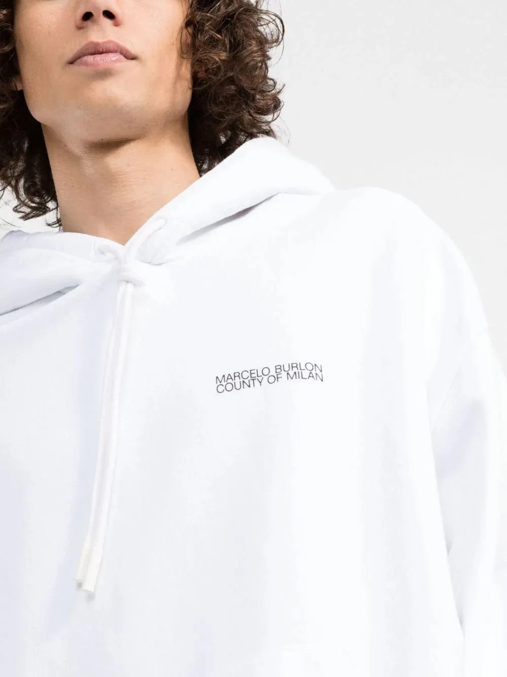 Marcelo Burlon Tempera Cross Over Hoodie White Black