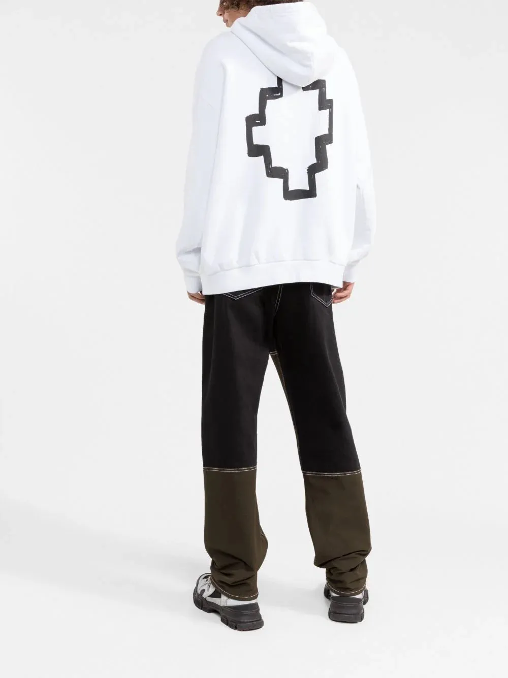 Marcelo Burlon Tempera Cross Over Hoodie White Black