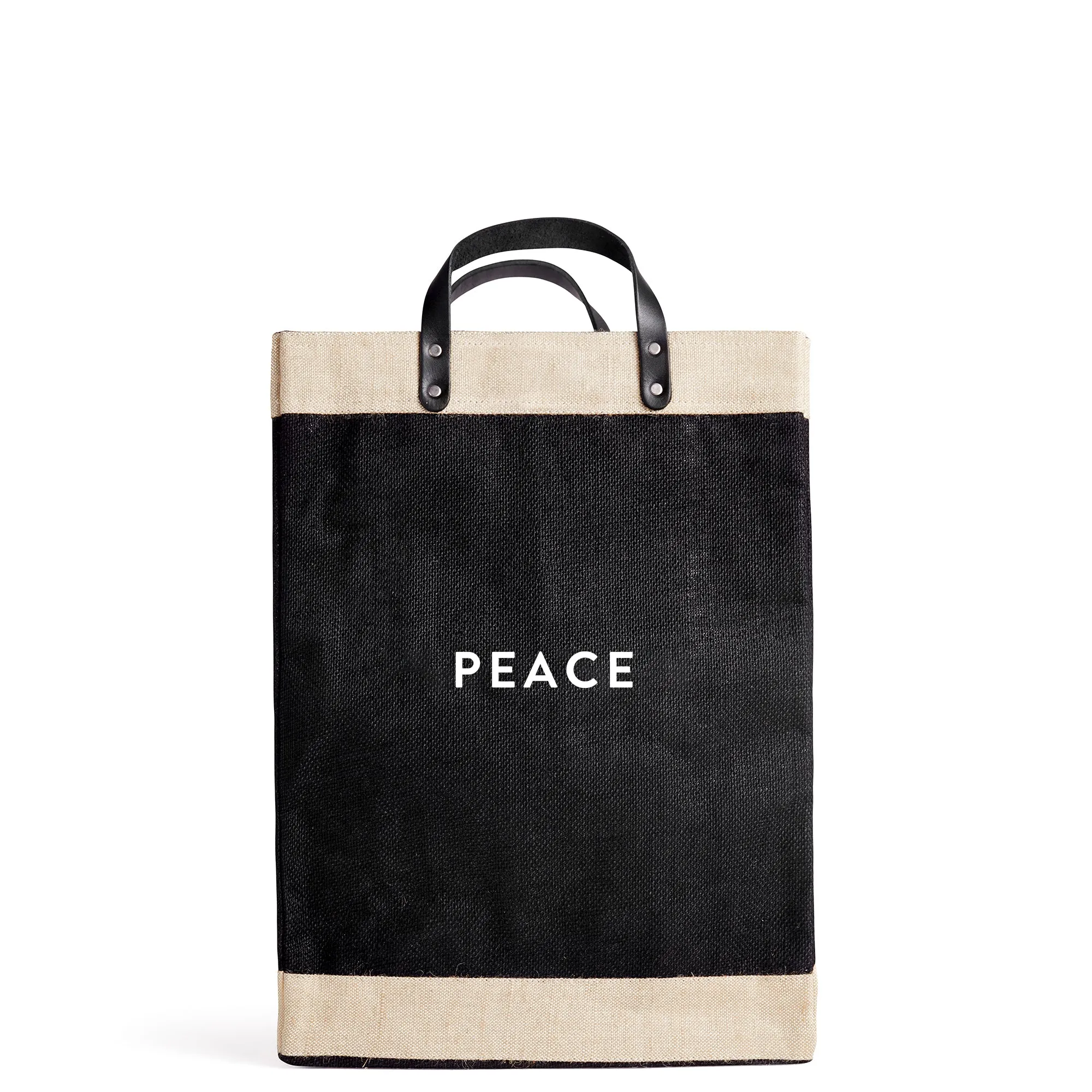 Market Bag in Black with “PEACE”