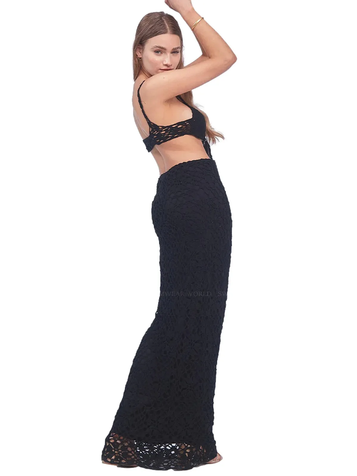 Martina Crochet Black Dress