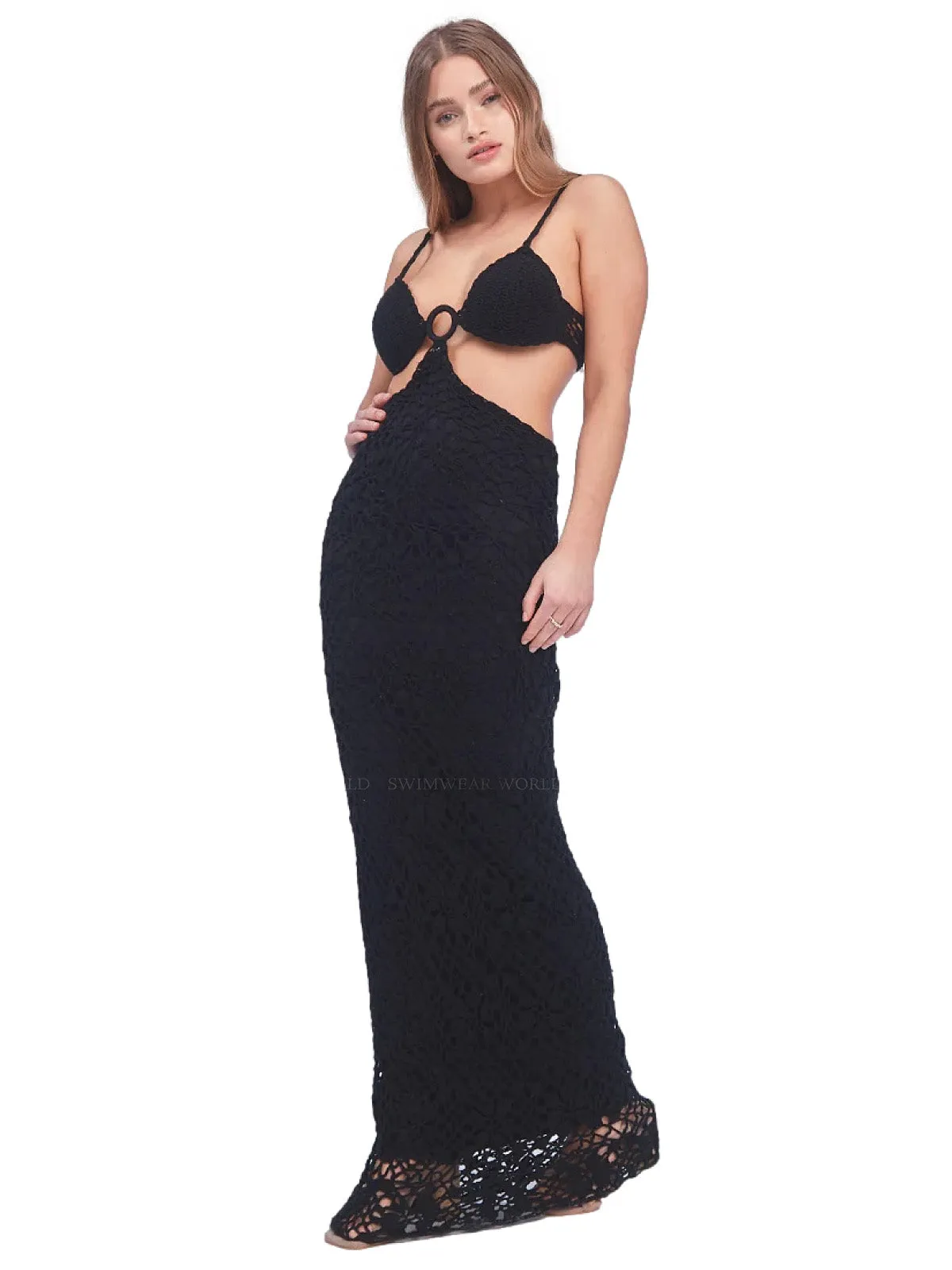 Martina Crochet Black Dress