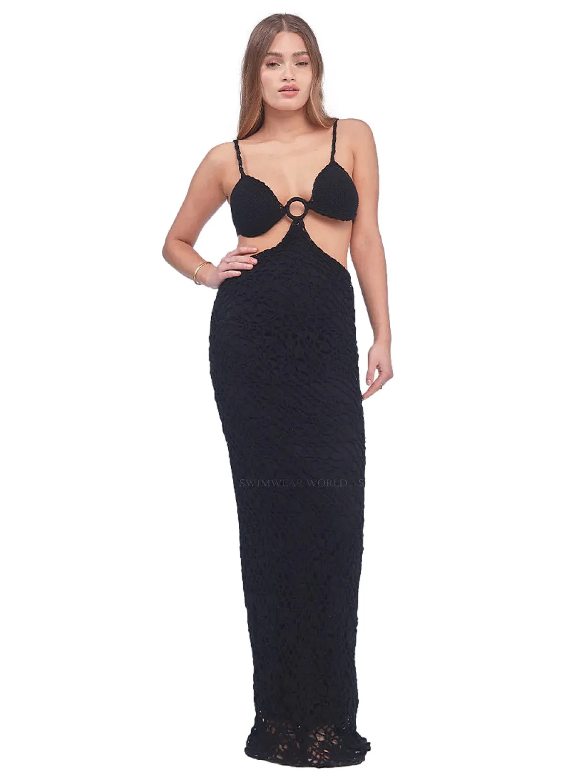 Martina Crochet Black Dress