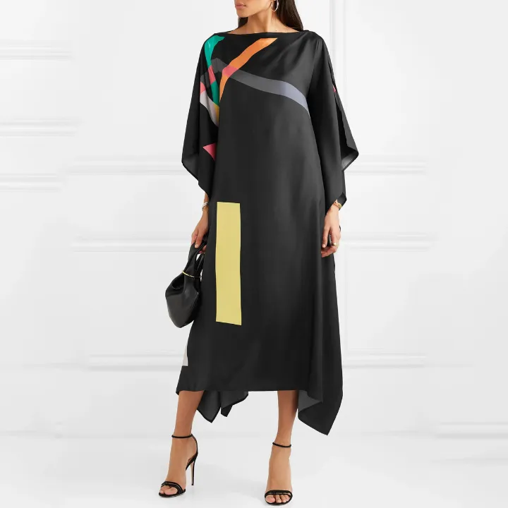 Midnight Maze  Black Geometric Kaftan KAF0058