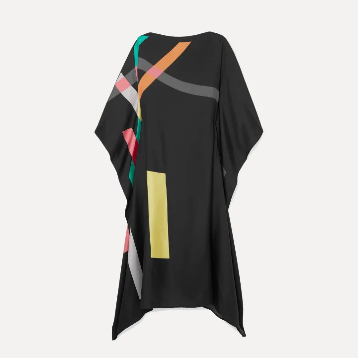 Midnight Maze  Black Geometric Kaftan KAF0058