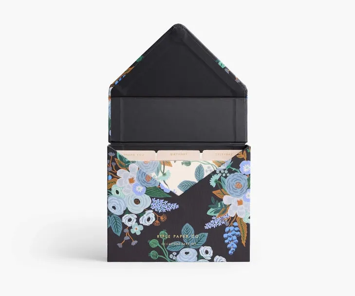 Mixed Florals Essentials Card Box, Black Floral | Rifle Paper Co