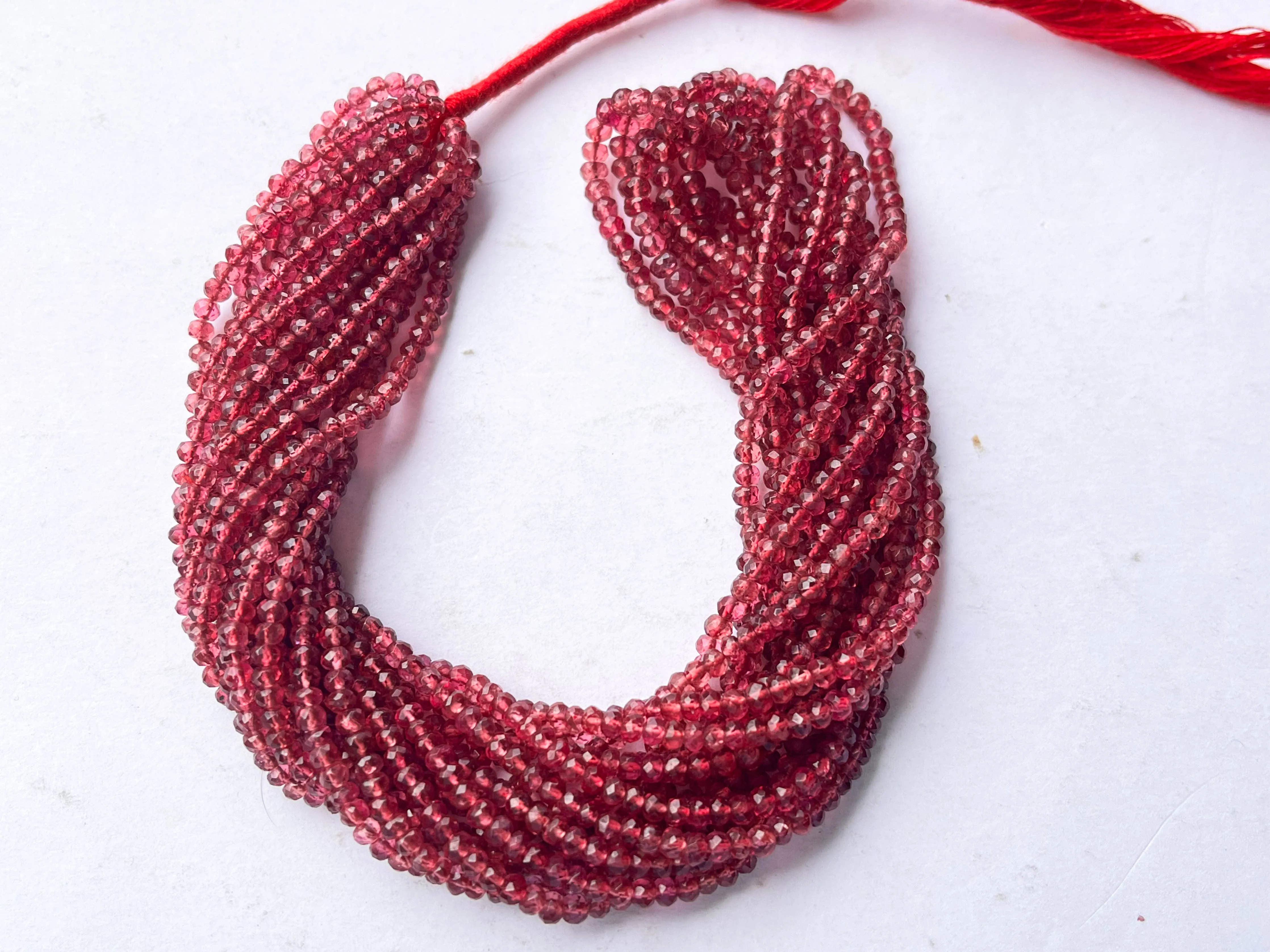 Natural Pink Spinel Gemstone Faceted Rondelle Beads