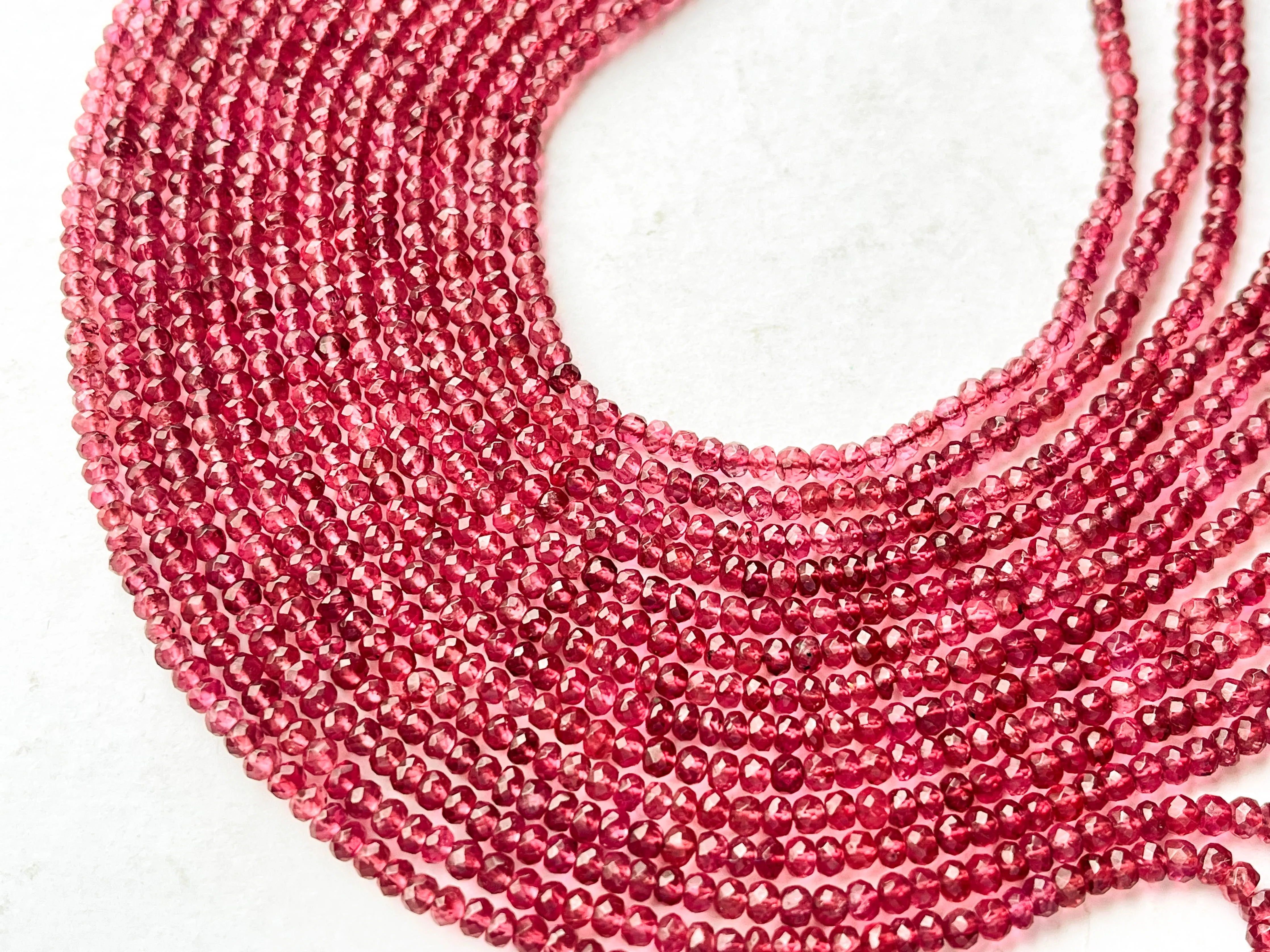 Natural Pink Spinel Gemstone Faceted Rondelle Beads