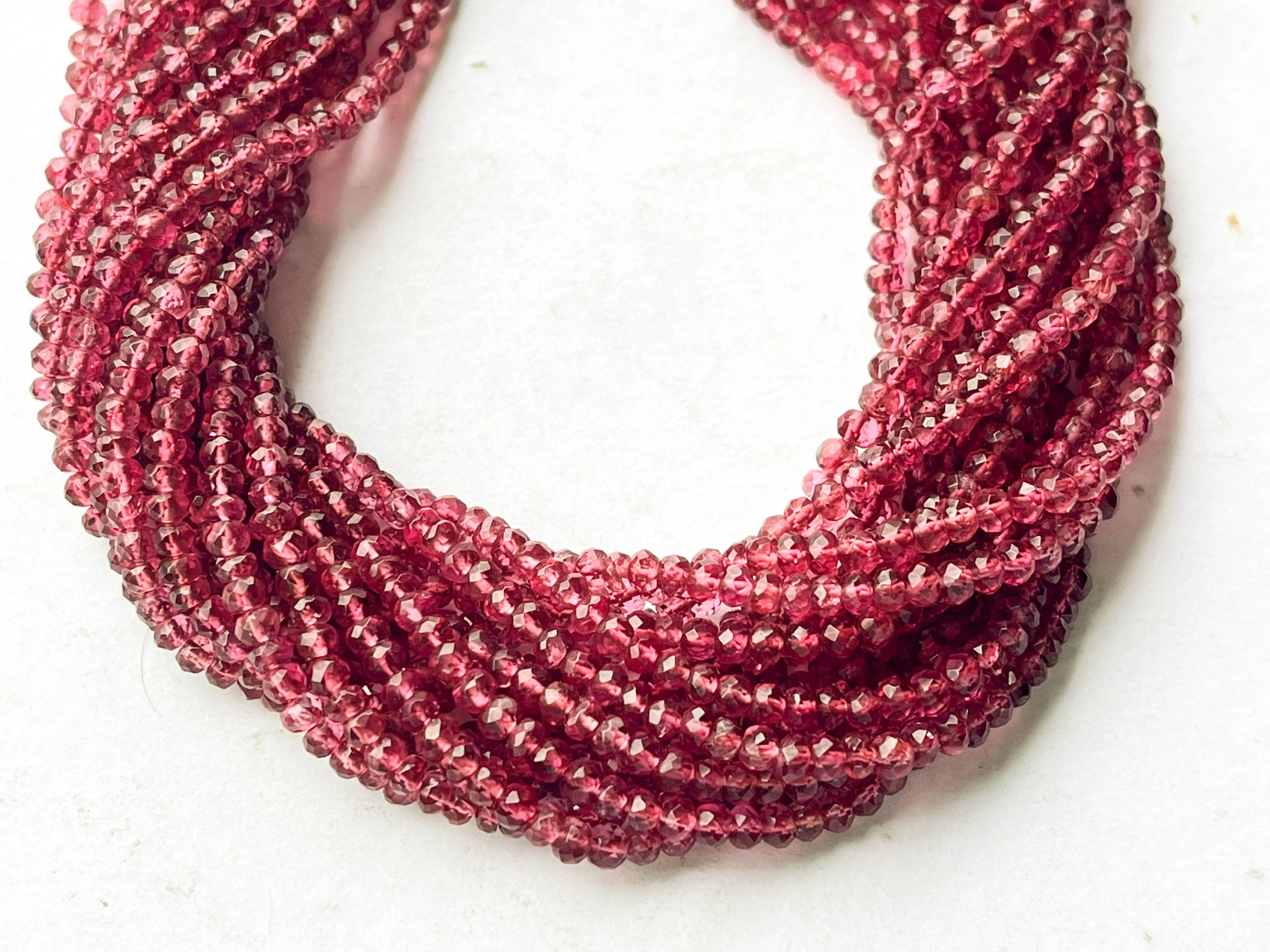 Natural Pink Spinel Gemstone Faceted Rondelle Beads