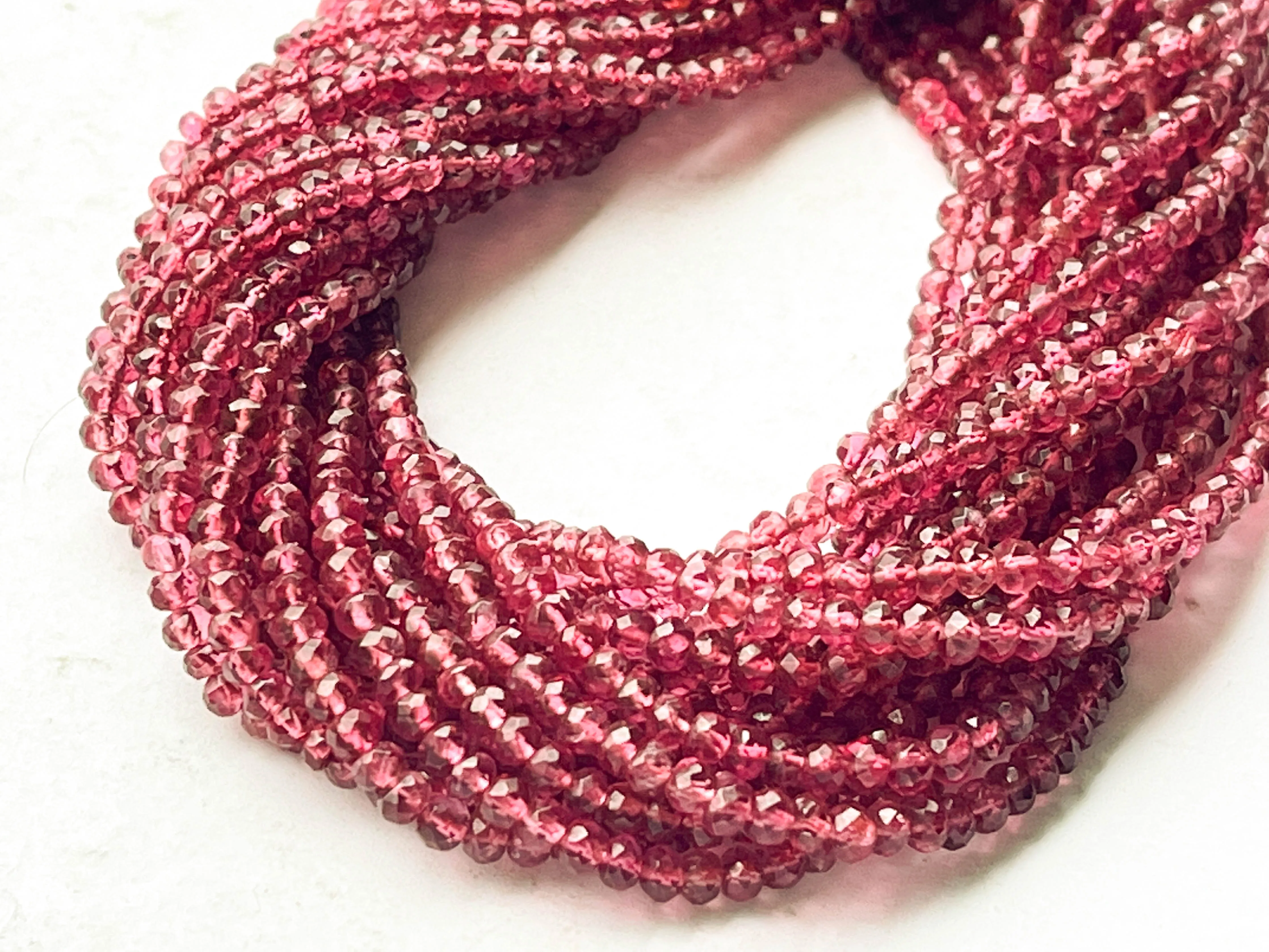 Natural Pink Spinel Gemstone Faceted Rondelle Beads