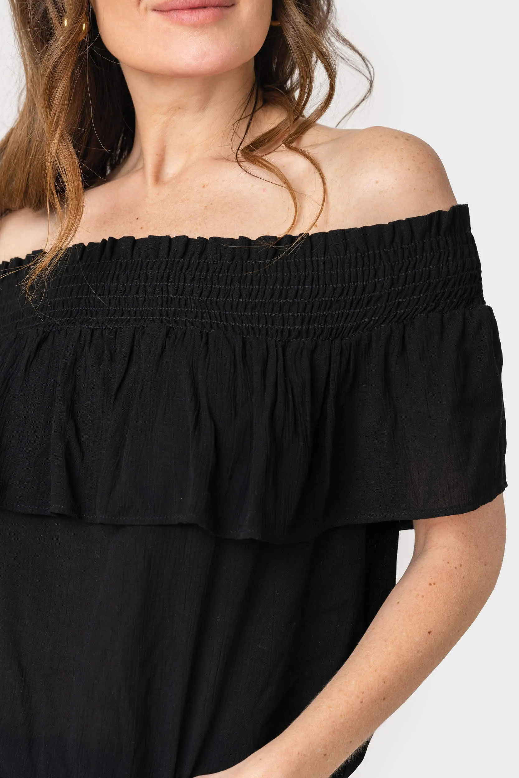 Off Shoulder Blouse with Drawstring