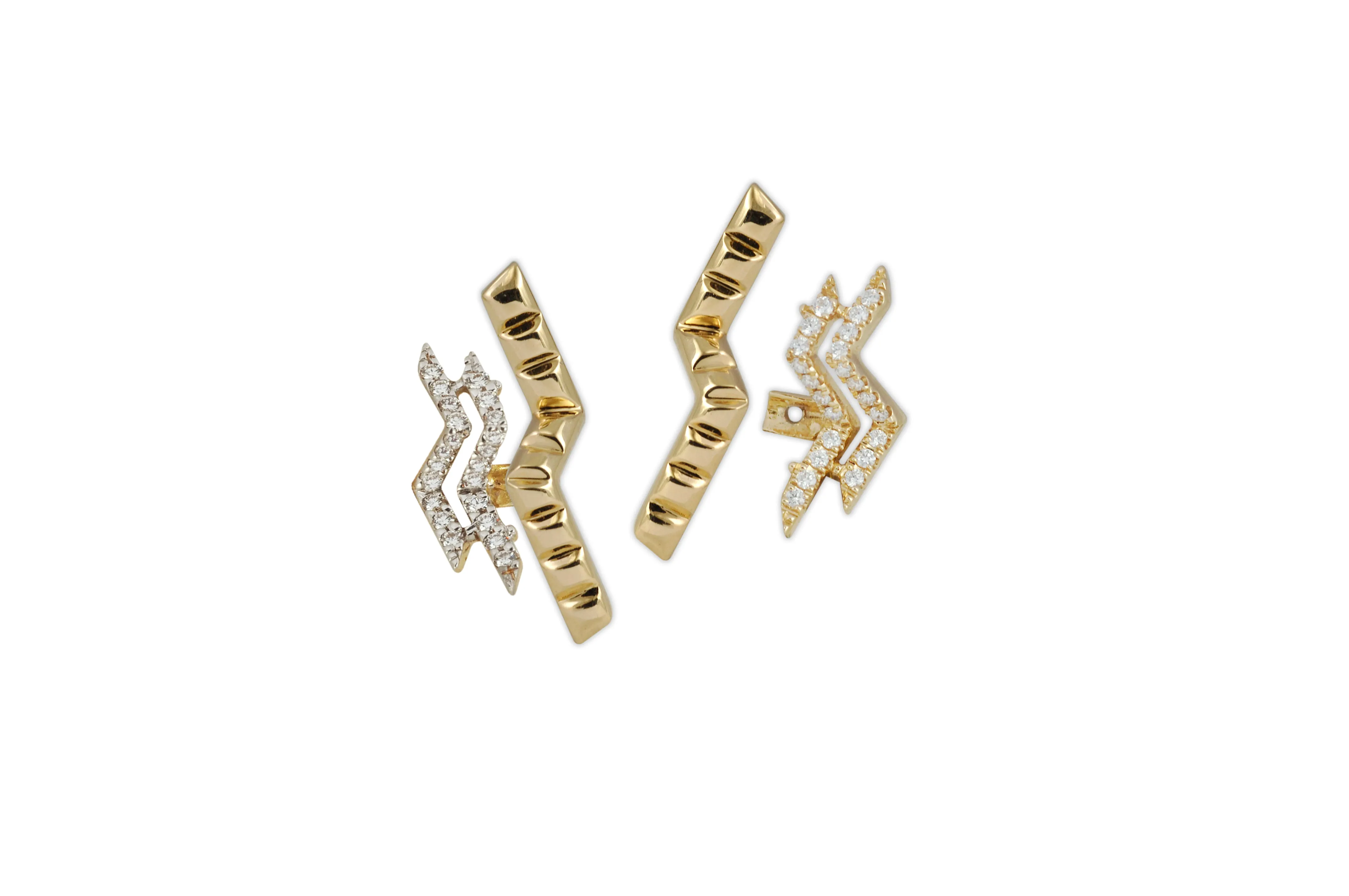 Origami Triple Ziggy Diamond Ear Jacket Earrings