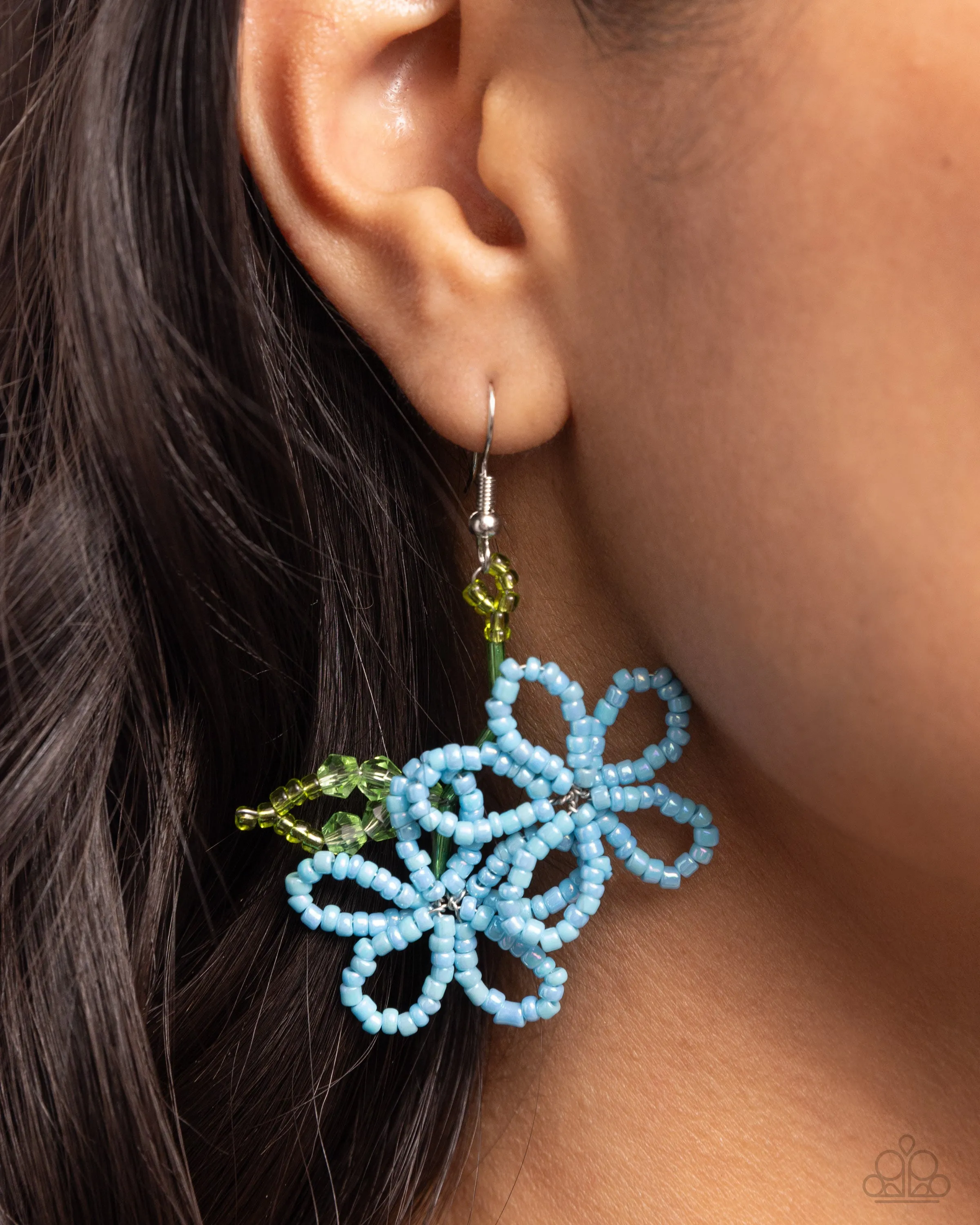 Paparazzi PREORDER Beaded Blooms Blue Earrings