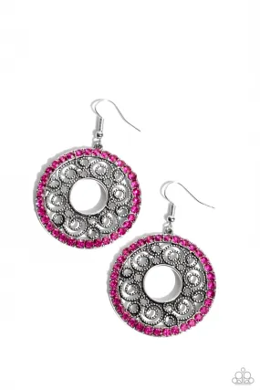 Paparazzi Whirly Whirlpool Pink Earrings