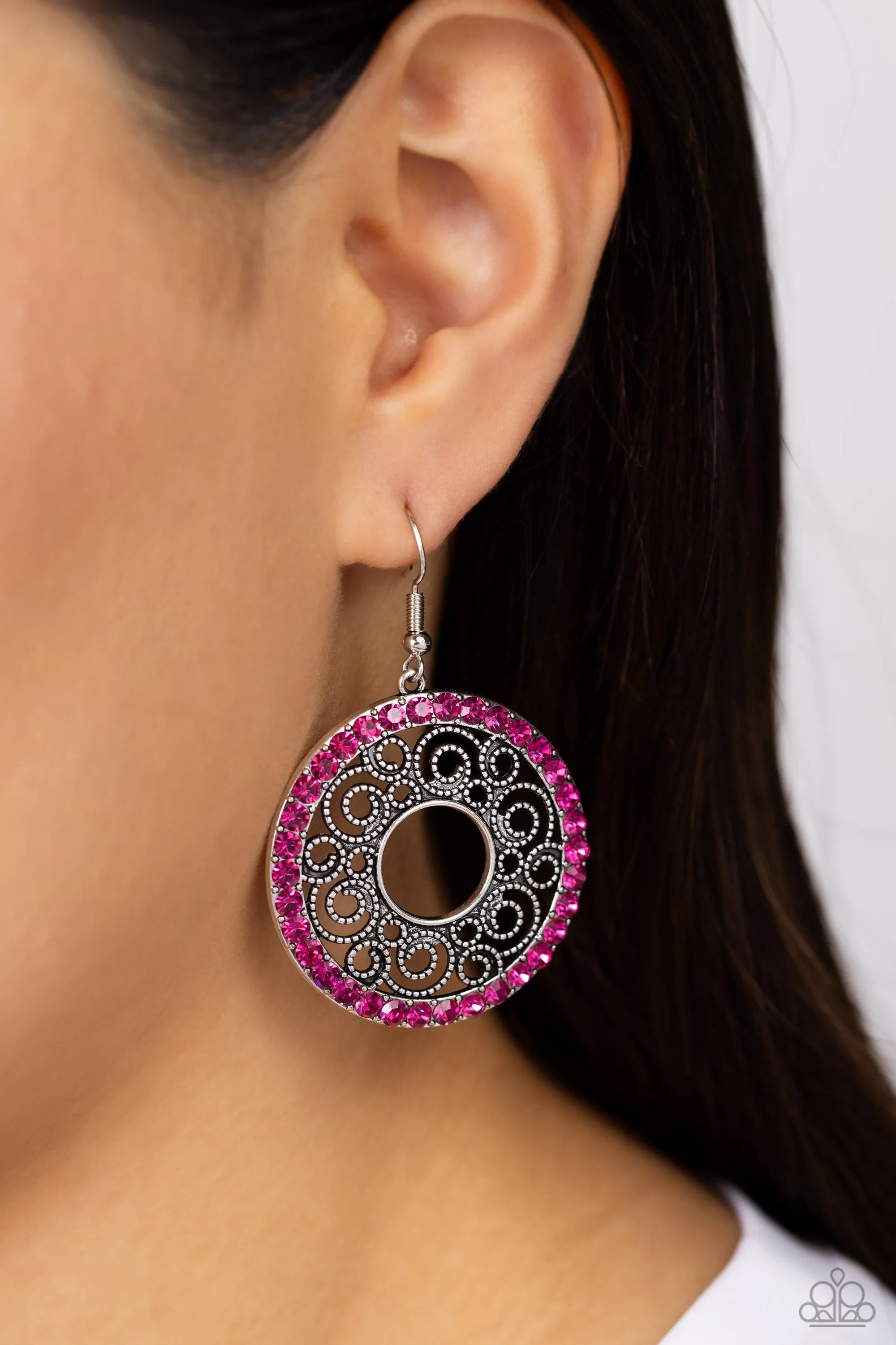 Paparazzi Whirly Whirlpool Pink Earrings