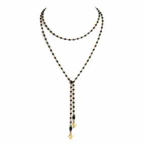 Peace Cross Beaded Lariat Jet