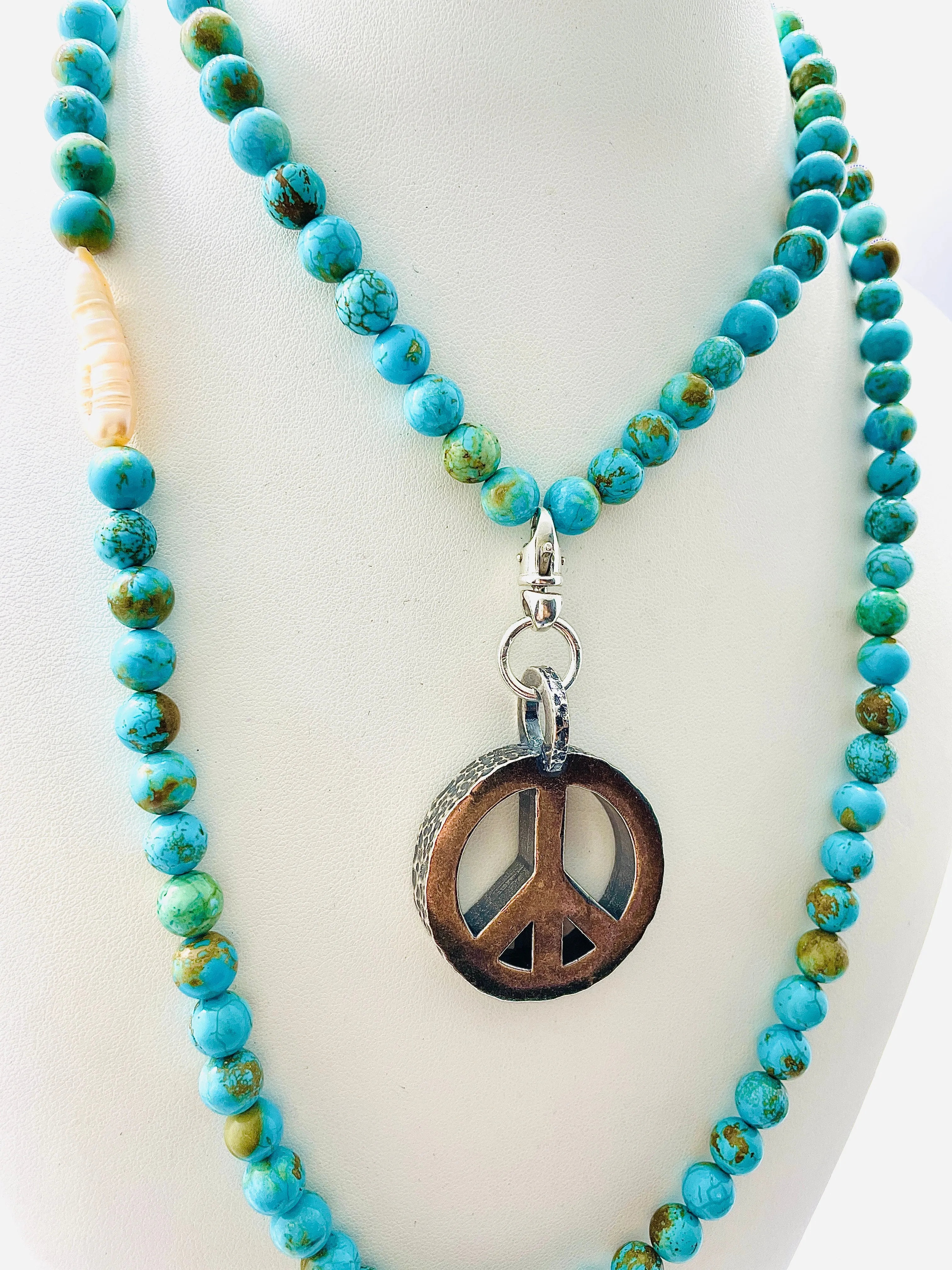 Peace Necklace with Turquoise Beads