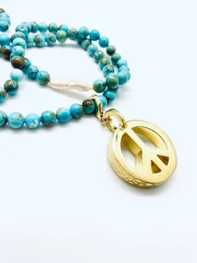 Peace Necklace with Turquoise Beads