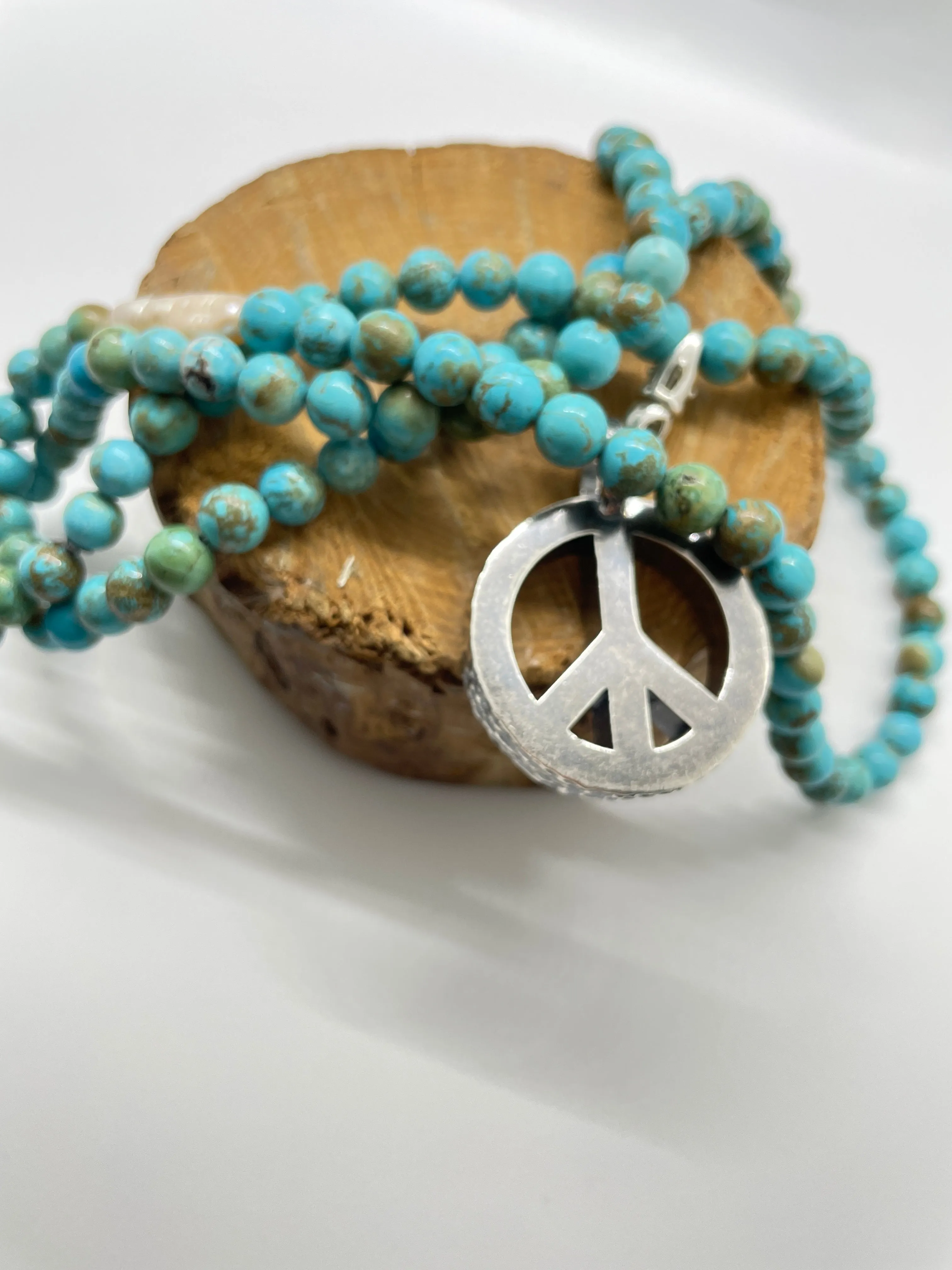 Peace Necklace with Turquoise Beads