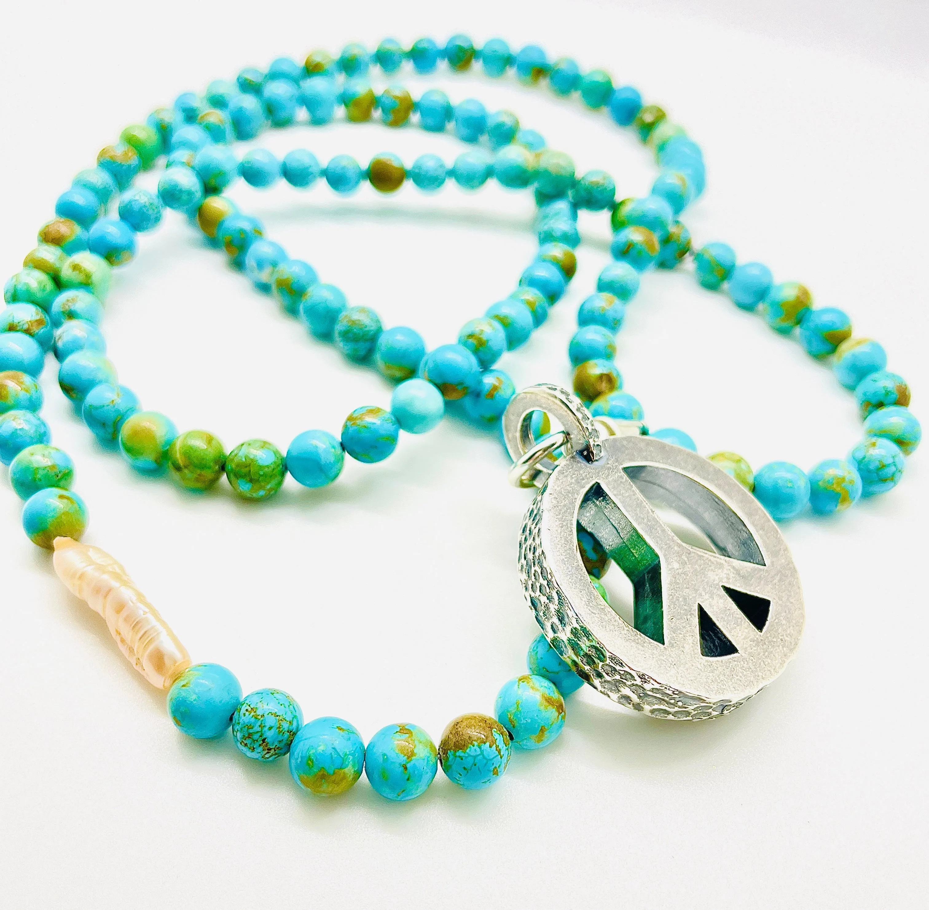 Peace Necklace with Turquoise Beads