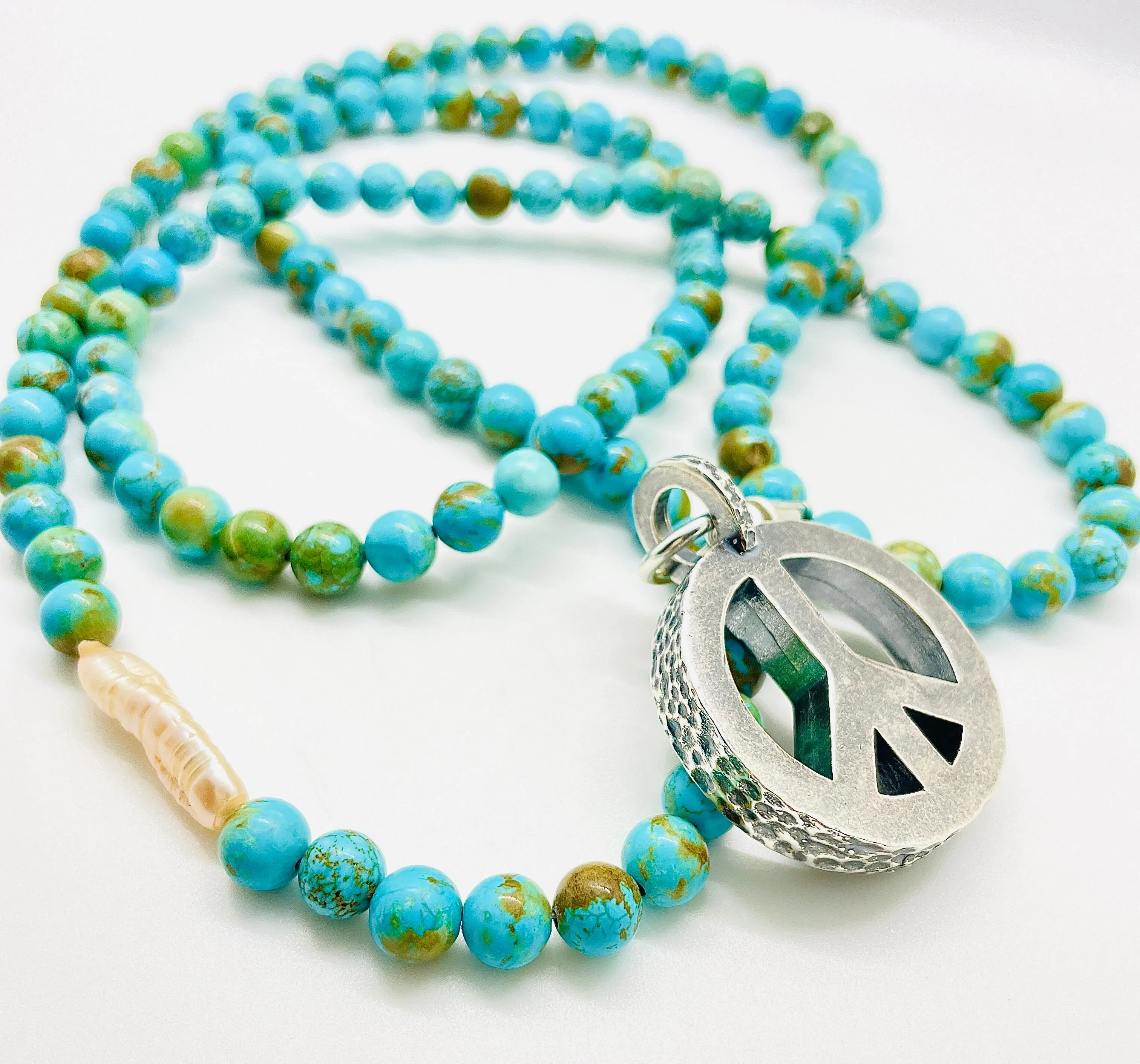 Peace Necklace with Turquoise Beads