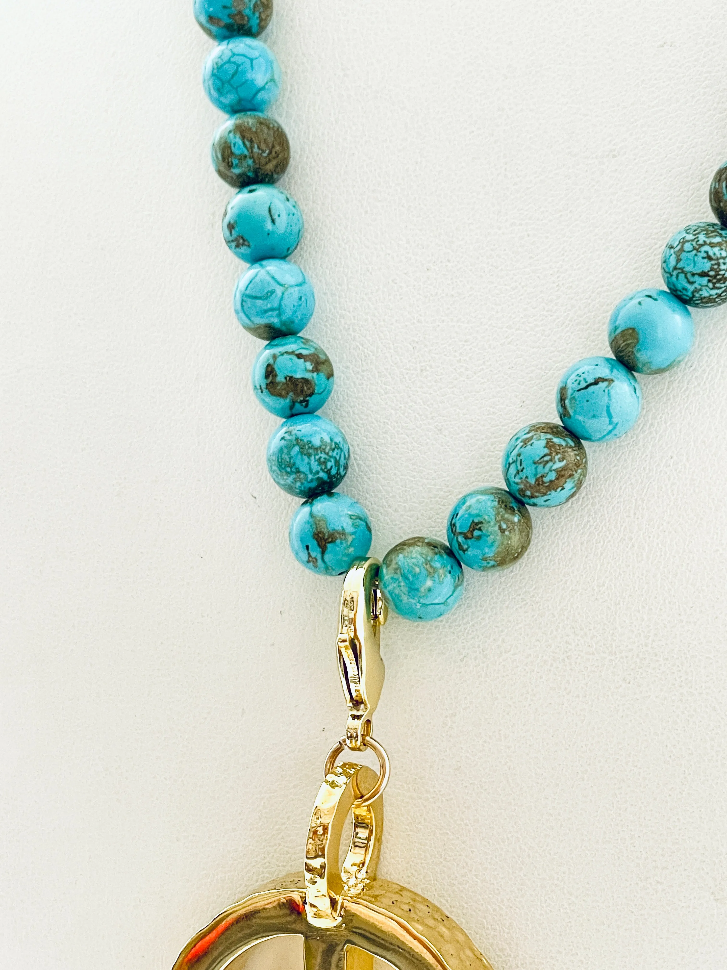 Peace Necklace with Turquoise Beads