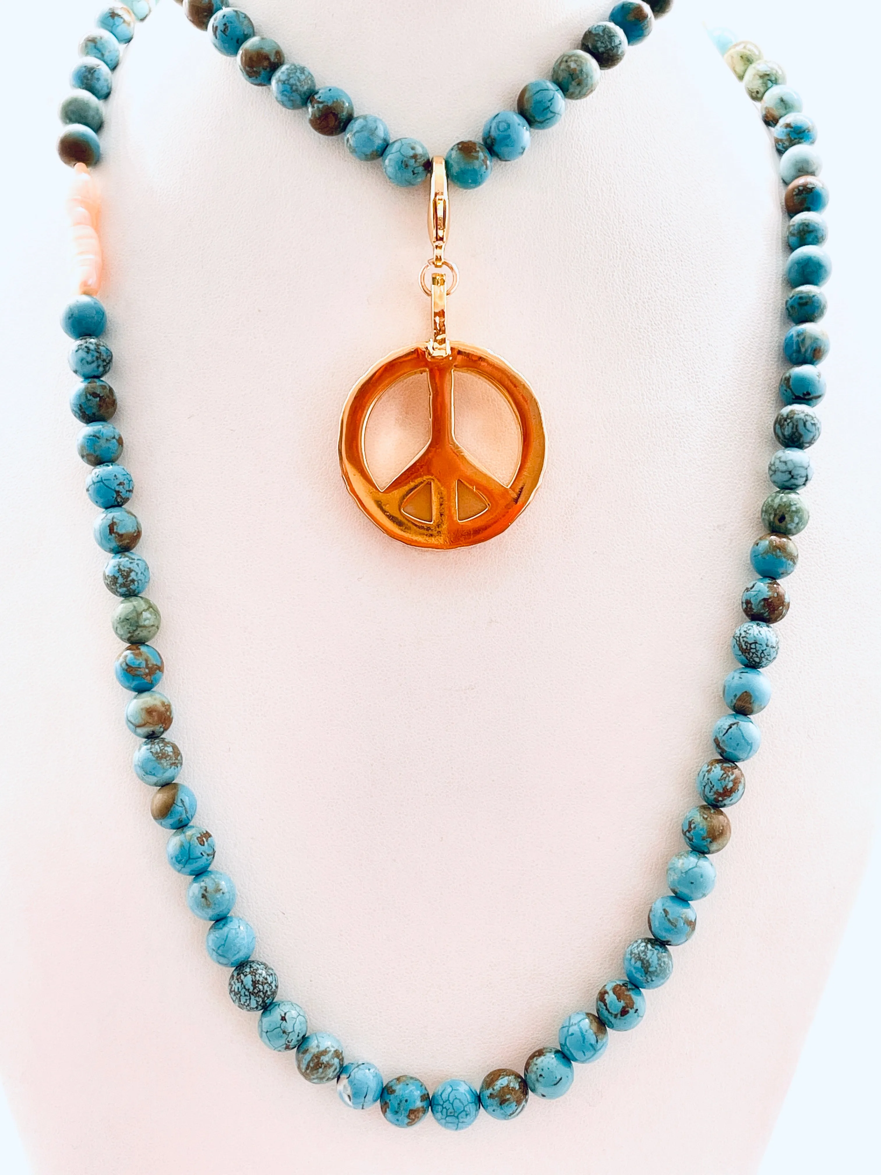 Peace Necklace with Turquoise Beads