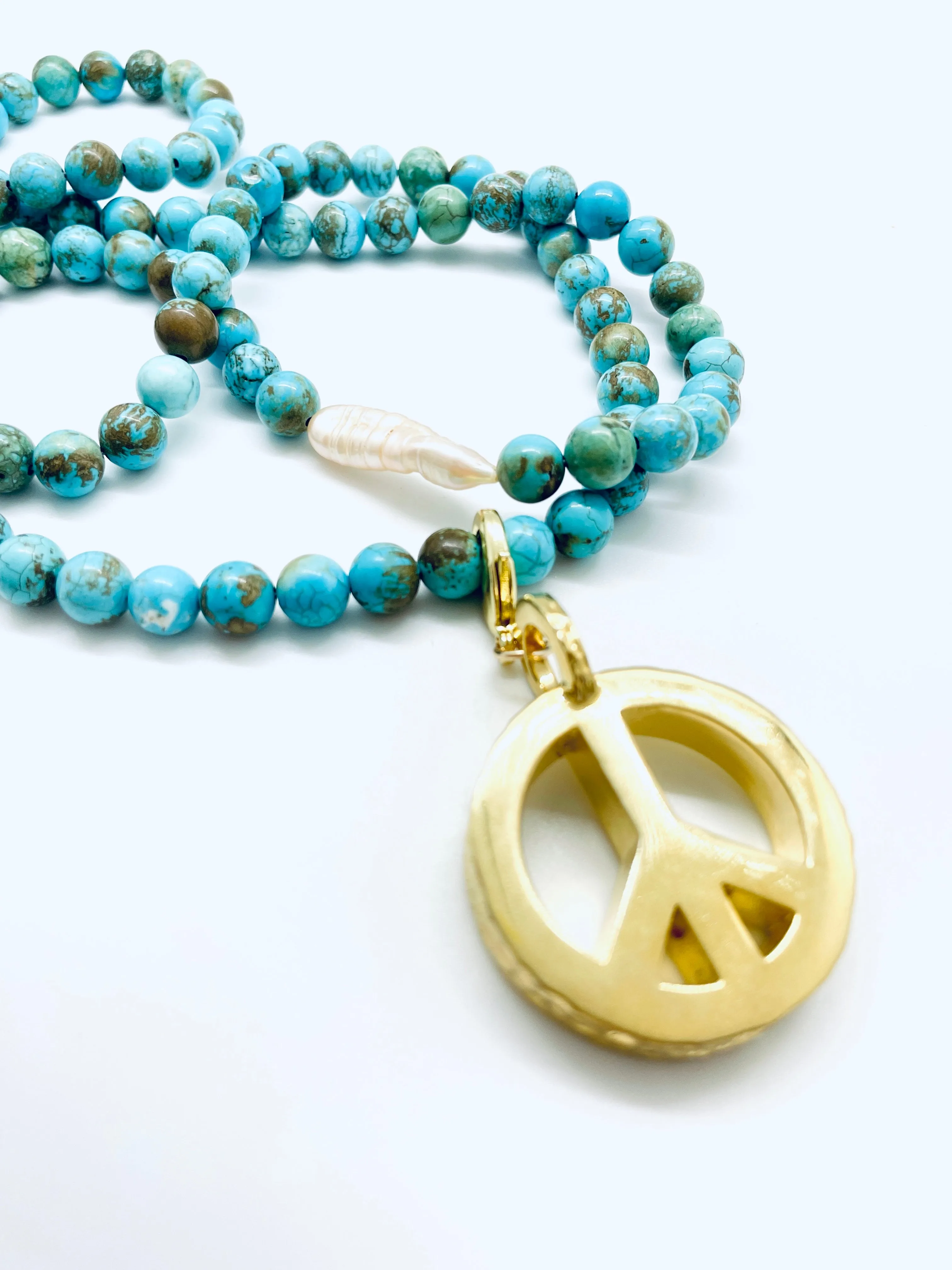 Peace Necklace with Turquoise Beads